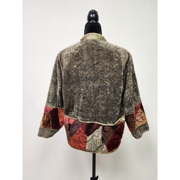 Drapers and Damons Jacket Patchwork Boho 3/4 Sleeves Size P/M Band Collar - Picture 3 of 10